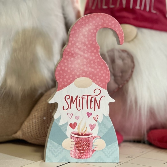 One left❗️SMITTEN Valentine’s Gnome Wood Block Decor - Picture 1 of 3